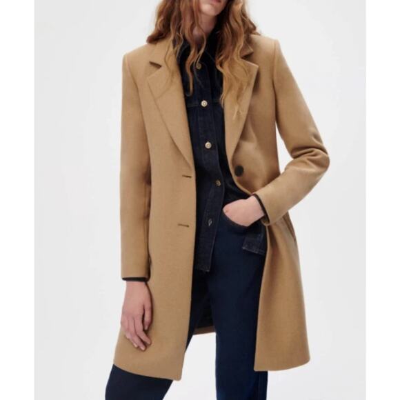 Zara Wool Blend Tan Pea Coat, Women's EUR SIZE M, USA size Medium. - Picture 1 of 7